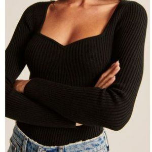 Abercrombie Long-Sleeve Sweetheart Sweater Bodysuit - Size L NWT